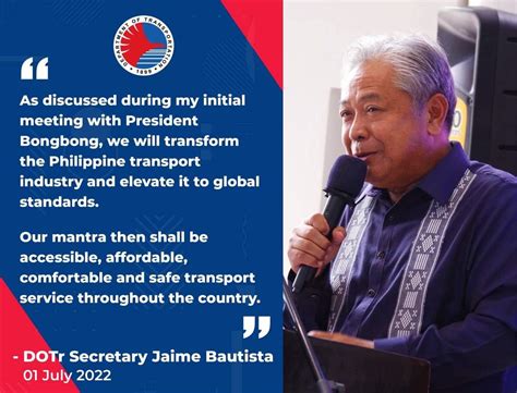 department of transportation and communication secretary|New DOTr secretary vows to elevate PH transportation to global .